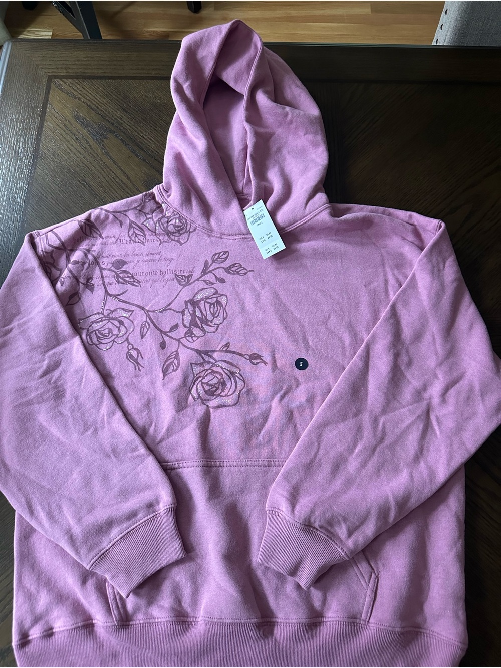 Hollister- NWT Pink Floral Graphic Hoodie Sweatshirt - Women's Pullover